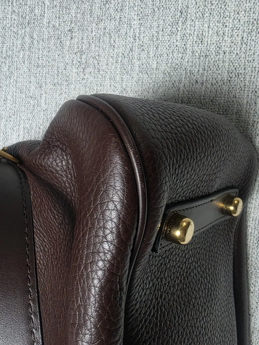 Coach Dark Brown Pebbled Leather Hobo with Gold Hardware